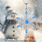 Origsoul 925 sterling silver snowflake pendant with blue gemstones and chain frozen snowflake necklace