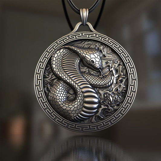 Origsoul artisan crafted snake jewelry pendant with detailed serpent design and intricate border