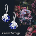 Origsoul blue floral dangle earrings for women featuring silver and blue flower design with lever back closure