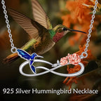 Origsoul bluebird rose pendant necklace for women featuring a silver infinity design with colorful accents