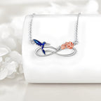 Origsoul bluebird rose pendant necklace for women featuring an elegant design with a hummingbird and roses