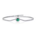 Origsoul bracelet sterling silver with green gemstone and surrounding clear crystals