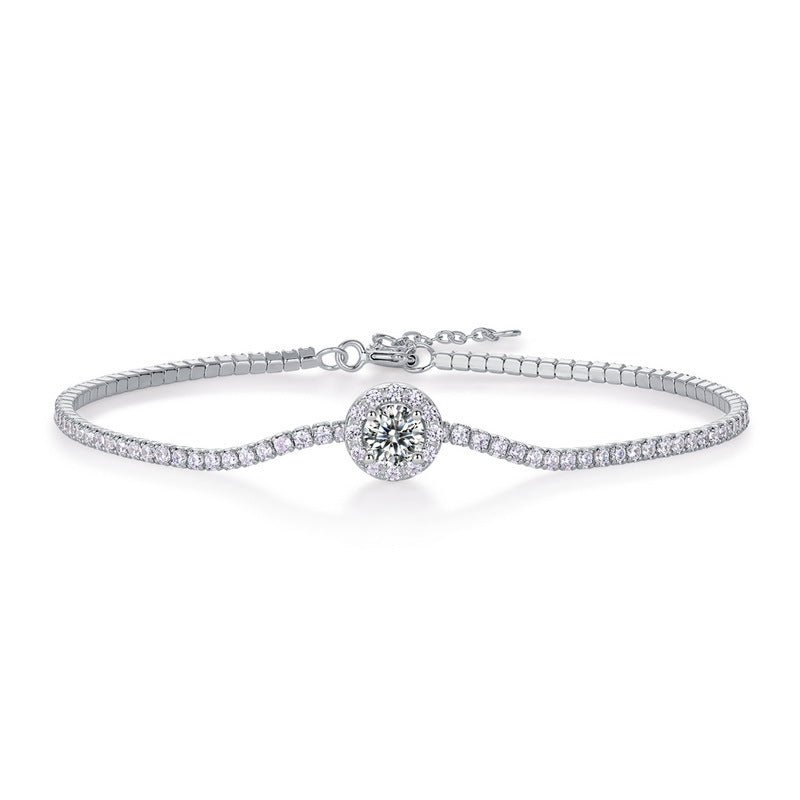 Origsoul bracelet sterling silver with round center diamond and small accent stones
