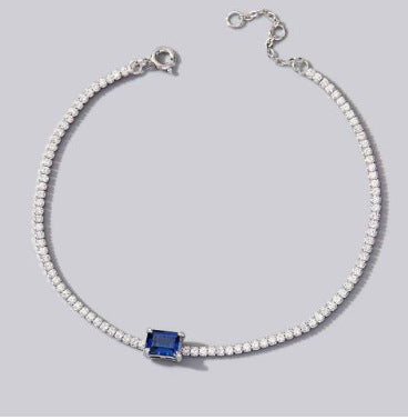 Origsoul jewelry bracelet with emerald style featuring a blue rectangular gemstone on a silver chain