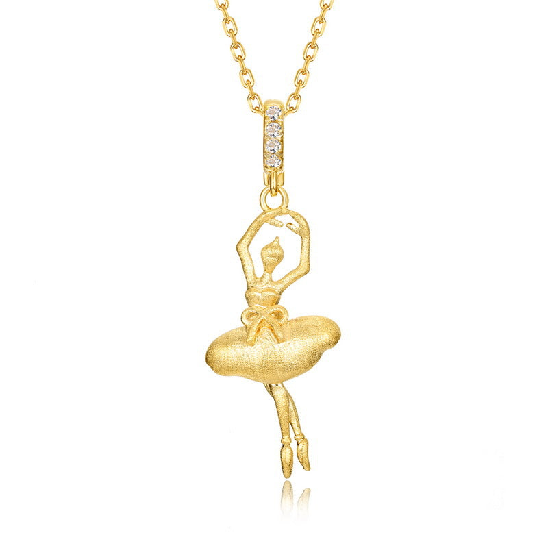 Origsoul gold ballerina pendant sterling silver necklace with crystal accents on chain