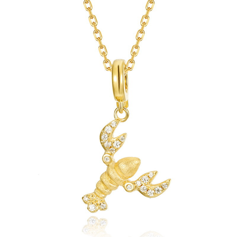 Origsoul gold lobster pendant sterling silver necklace with crystal accents on a chain
