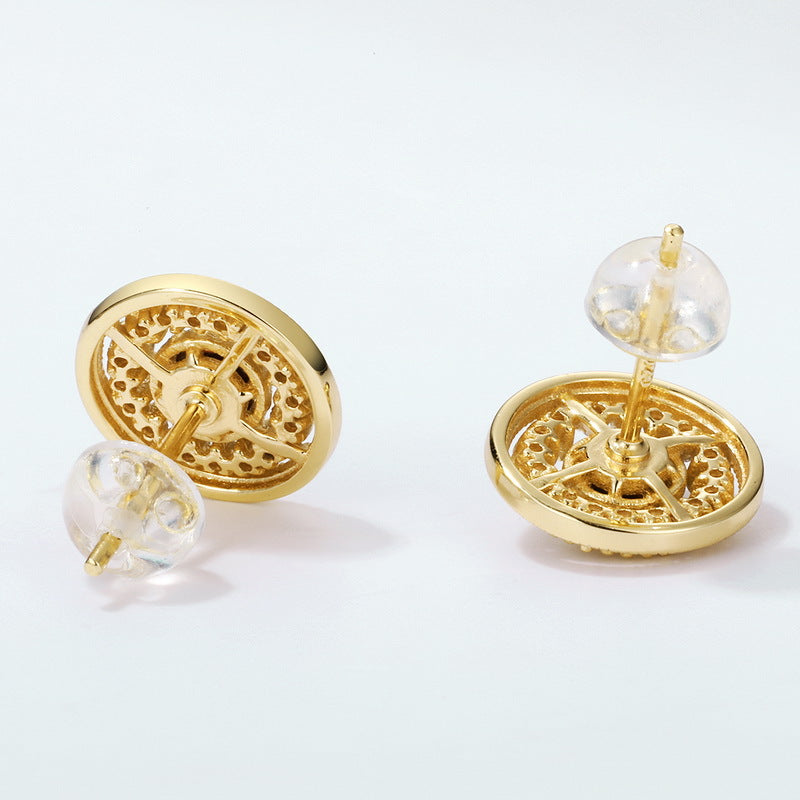 Origsoul gold chanel vintage earrings with intricate detailing and clear backings