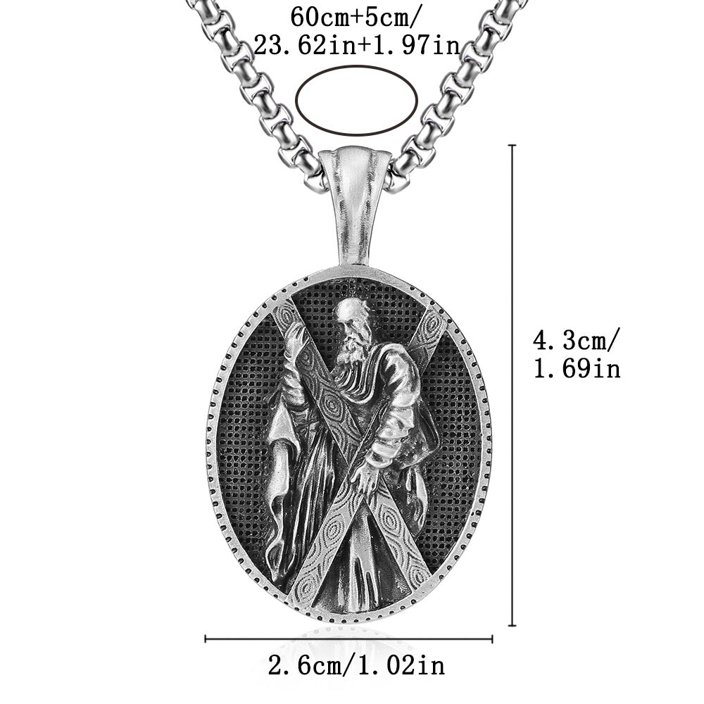 Origsoul Tranquil Spirit Collection Christian saint necklace gift with oval pendant and detailed saint figure