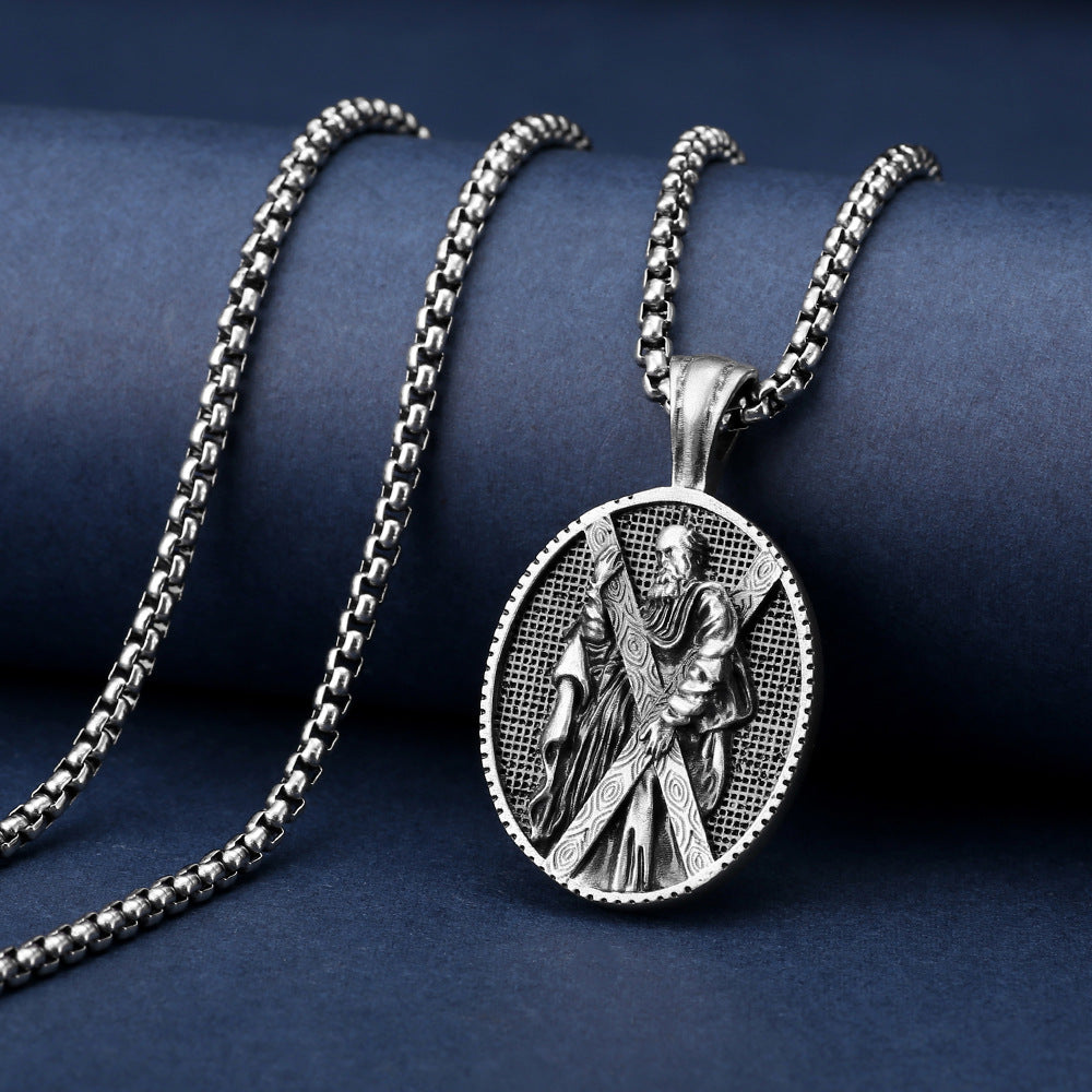 Origsoul Tranquil Spirit Collection silver Christian saint necklace gift with detailed pendant on chain