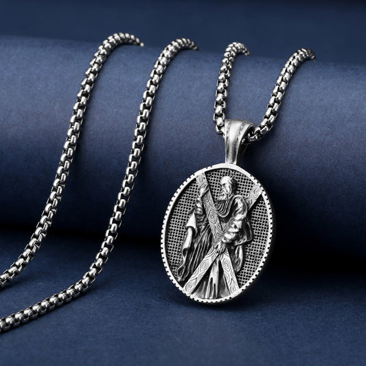 Origsoul Tranquil Spirit Collection silver Christian saint necklace gift with detailed pendant on chain