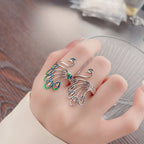 Origsoul peacock adjustable ring for women featuring intricate metalwork and colorful detailing