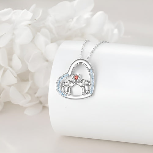 Origsoul couple necklace personalized gift featuring two flamingos in a heart design