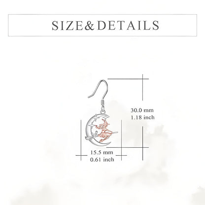 Origsoul crescent moon dangle earrings size and detail illustration with measurements