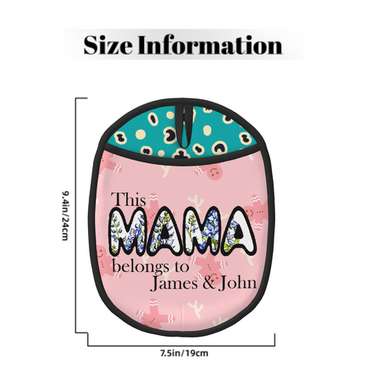 Origsoul silicone pot mat mitten with pink and teal floral design and personalized text for home decoration