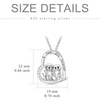 Sterling silver cute animal pendant necklace featuring two playful otters with a love message
