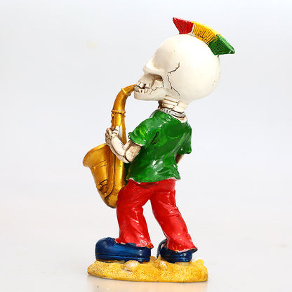 Origsoul colorful day of the dead skeleton figurines playing saxophone holiday decoration