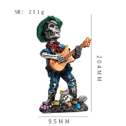 Origsoul day of the dead skeleton figurines playing guitar holiday decoration 204mm tall