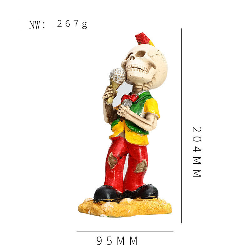 Origsoul colorful day of the dead skeleton figurines singing with microphone holiday decoration