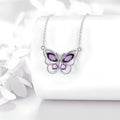 Origsoul delicate butterfly necklace with silver chain and purple gemstone accents