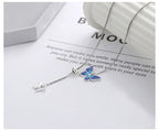 Origsoul delicate butterfly pendant jewelry with blue wings on silver chain necklace