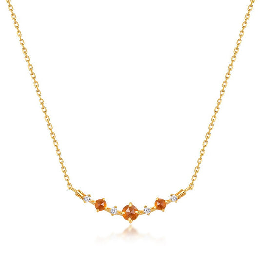 Simple Geometric Orange Garnet Necklace