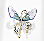 Elegant nature-inspired brooch featuring a butterfly design with colorful details and sparkling embellishments