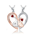 Origsoul elephant heart necklace sterling silver with two elephants and red accent stones