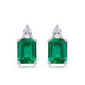 Origsoul sterling silver jewerly emerald green and clear gemstone stud earrings