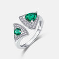 Origsoul silver ring with pear-shaped green gemstones and diamond accents emerald cut wedding ring