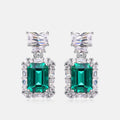 Origsoul earrings with pearl drop featuring emerald green and clear gemstones in silver setting
