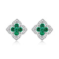 Origsoul elegant emerald earrings earrings with silver and diamond accents in floral design