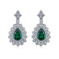 Origsoul emerald earrings earrings with teardrop green stones surrounded by sparkling clear crystals