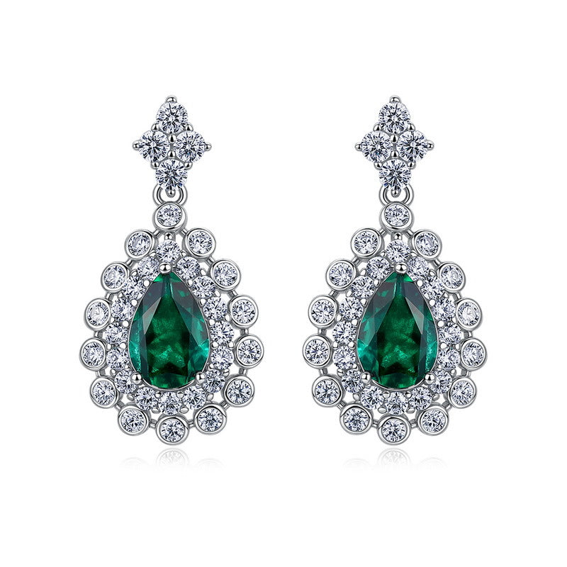 Origsoul emerald earrings earrings with teardrop green stones surrounded by sparkling clear crystals