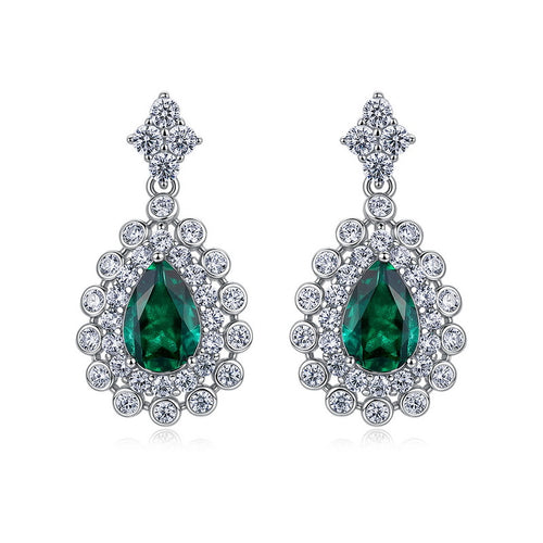 Origsoul emerald earrings earrings with teardrop green stones surrounded by sparkling clear crystals