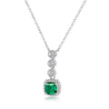 Origsoul necklace emerald pendant with three round diamonds on silver chain