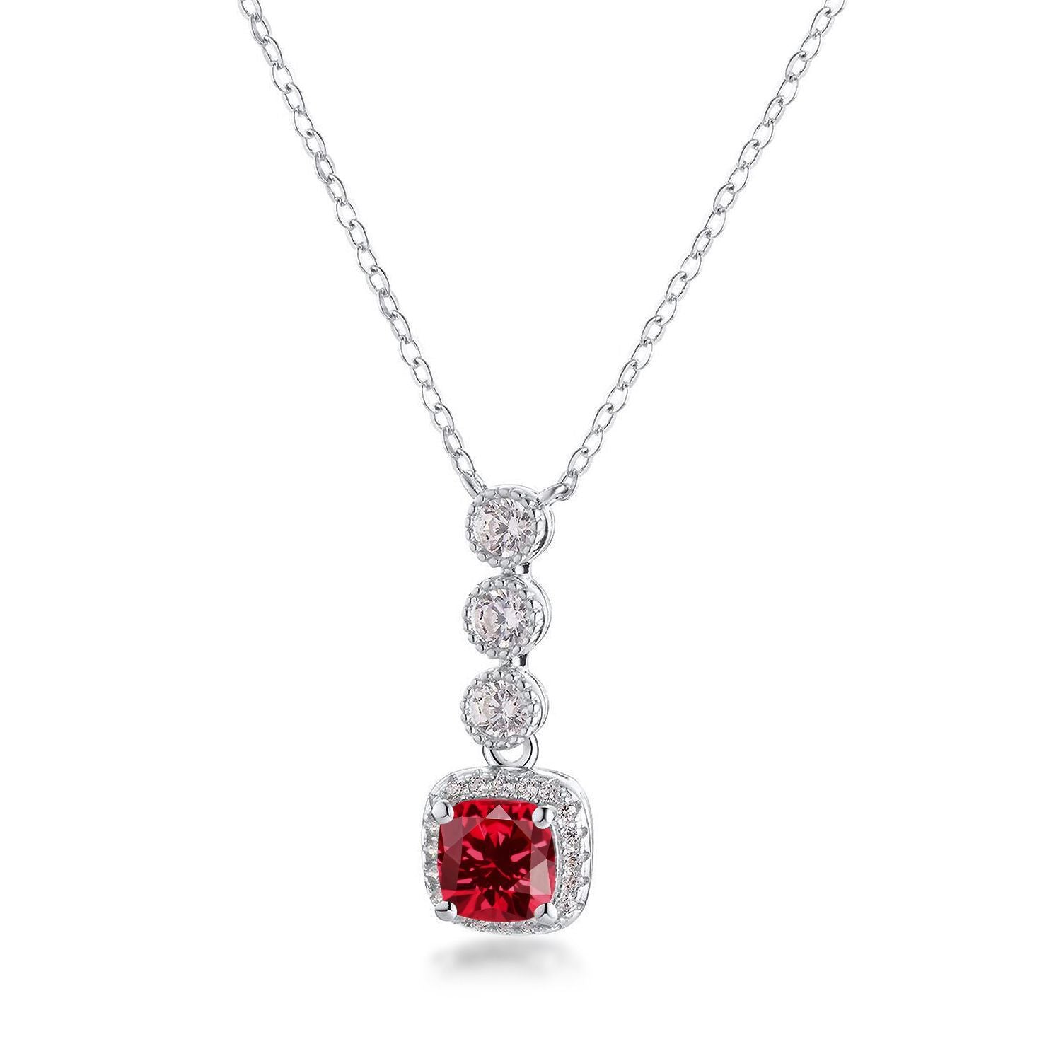 Origsoul jewelry necklace emerald style with red gemstone and silver chain pendant