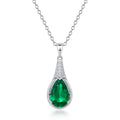 Origsoul silver emerald necklace with teardrop-shaped green gemstone and small accent diamonds