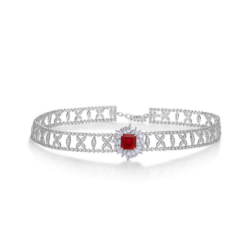 Origsoul jewelry silver choker with red gemstone centerpiece, elegant emerald necklace alternative