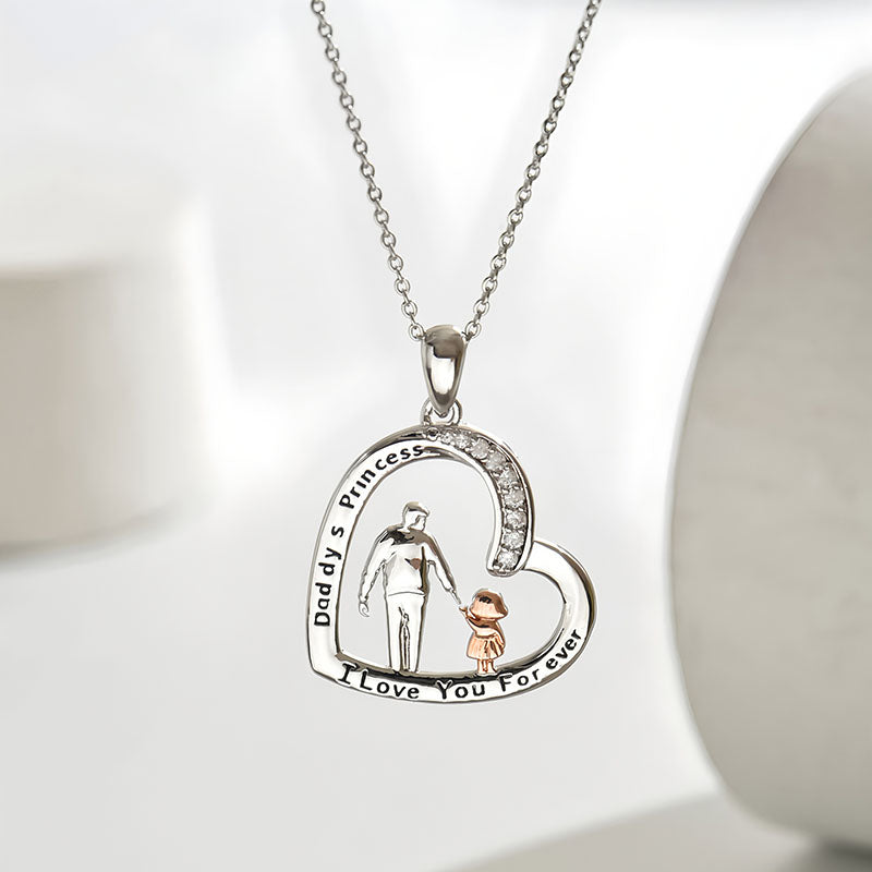 Origsoul father daughter heart necklace with engraved I Love You Forever and Daddy's Princess text