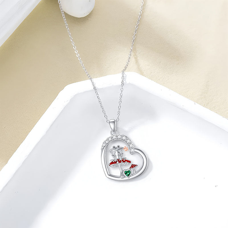 Origsoul silver cat earrings with colorful gemstones crescent design frog mushroom necklace