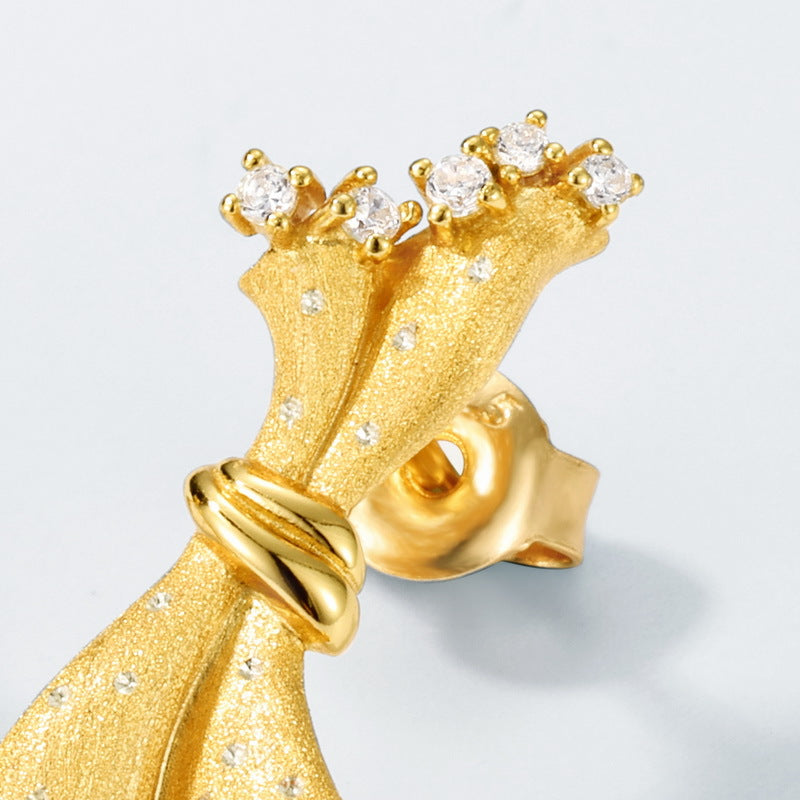 Origsoul gold plated silver sterling silver earrings with sparkling crystal accents