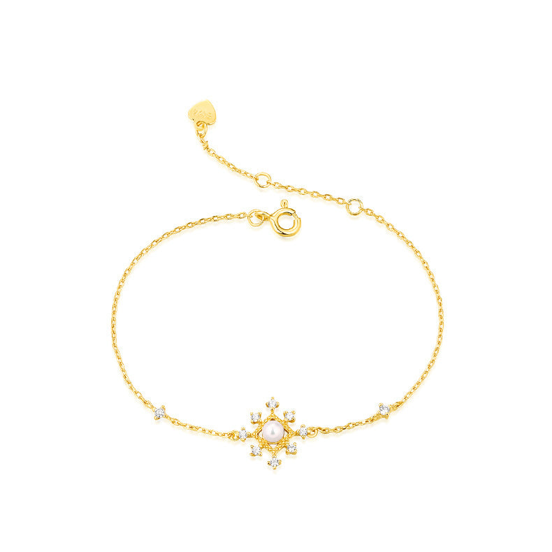 Origsoul delicate gold bracelet with pearl and crystal accents silver sterling jewellery delicate design
