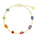 Origsoul colorful gemstone bracelet sterling silver with gold finish and heart charm closure