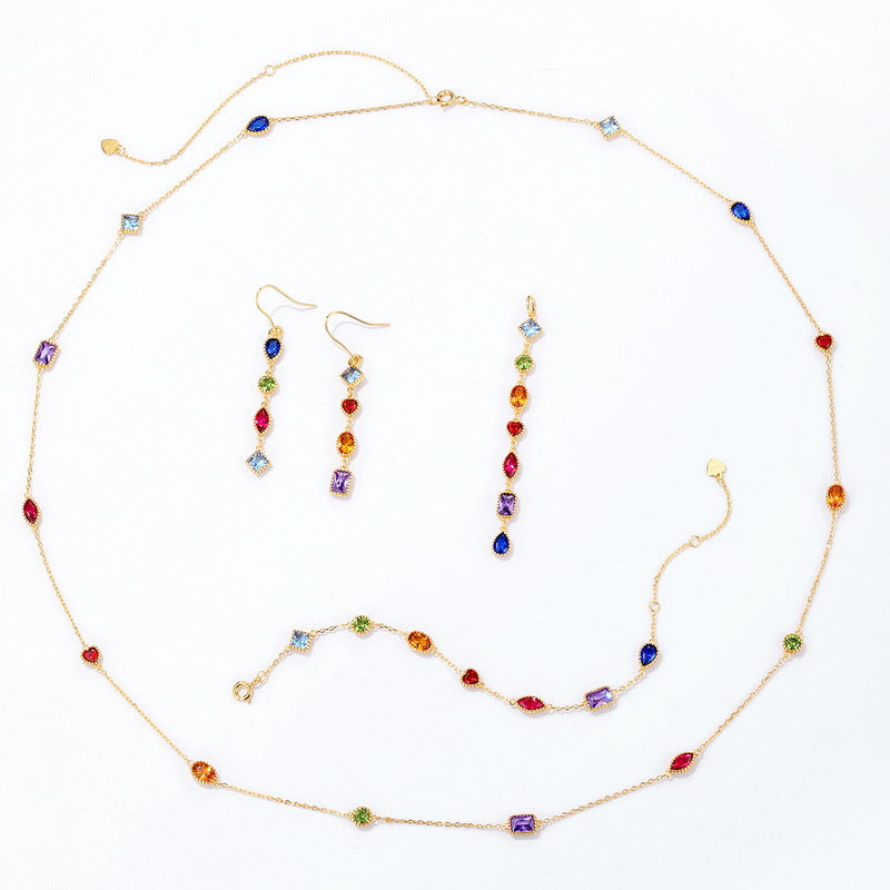 Origsoul bracelet sterling silver jewelry set with colorful gemstones including necklace, bracelet, and earrings