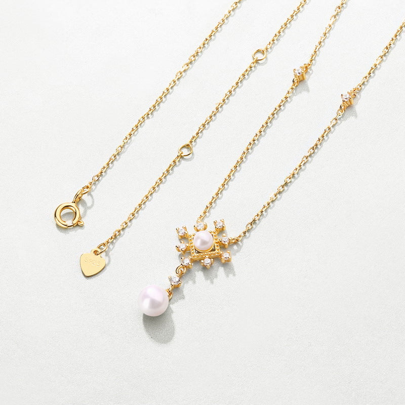 Origsoul gold chain necklace with pearl pendant showcasing silver sterling jewellery elegance