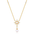 Origsoul gold necklace with pearl pendant and crystal accents silver sterling jewellery