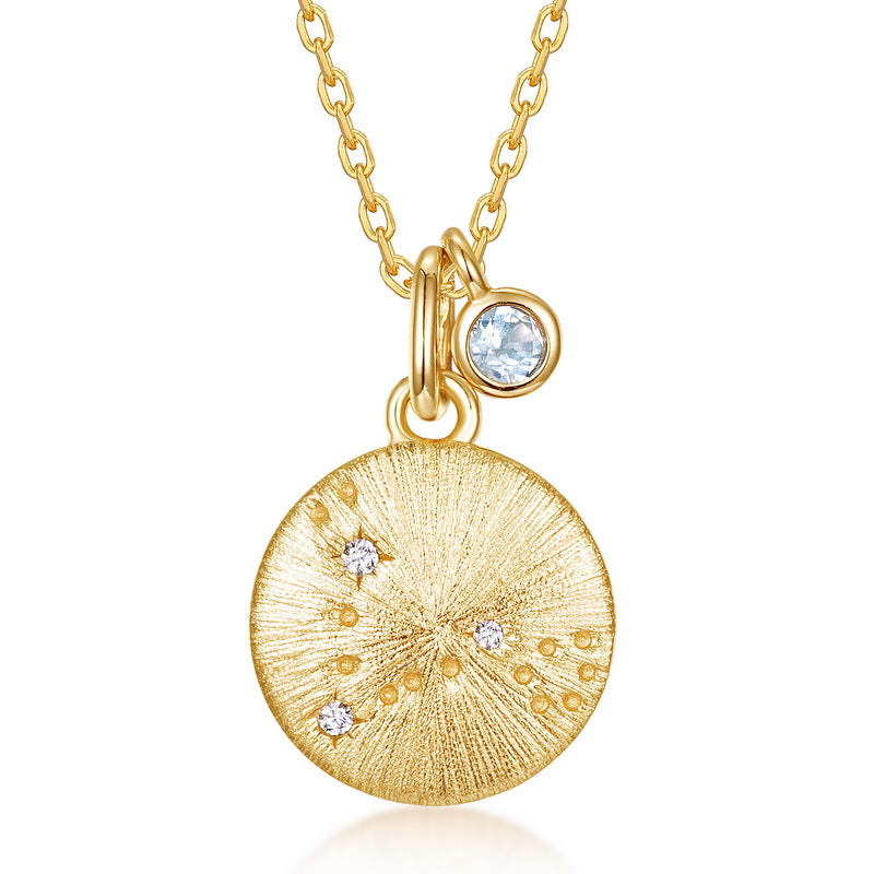 Origsoul gold necklace birthstone pendant with constellation design and blue crystal charm
