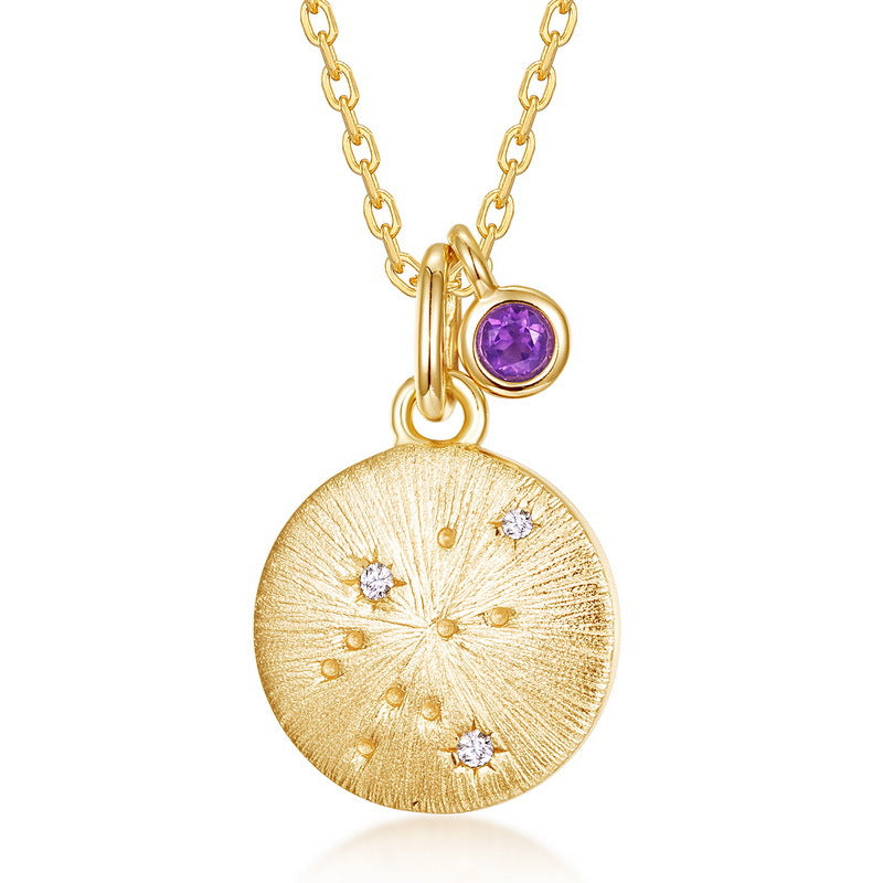 Origsoul gold pendant necklace birthstone with amethyst charm on delicate chain