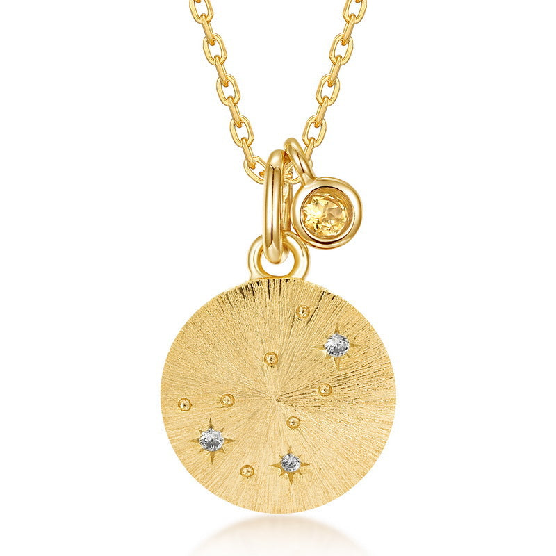 Origsoul gold necklace birthstone with constellation pendant and yellow birthstone charm