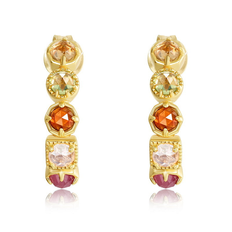 Origsoul colorful gemstone earrings in gold setting featuring sterling silver jewerly craftsmanship